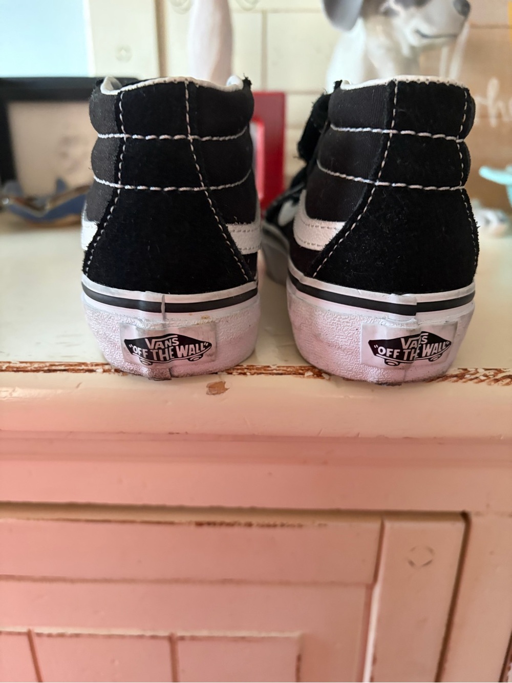 Kids Black Vans High-Top Sneakers with White Stripe - Velcro Closure - Picture 3 of 4